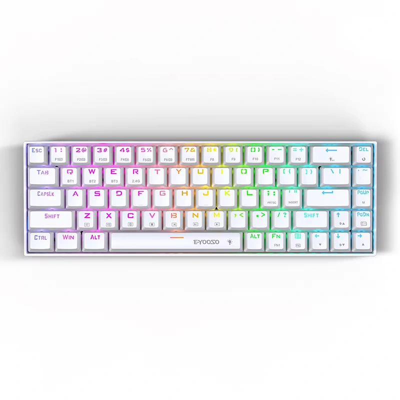 Механічная гульнявая клавіятура з 68 клавішамі RGB, бесправадная BT 2,4 ГГц