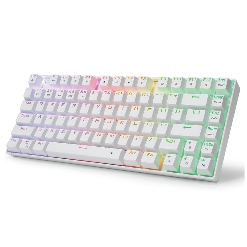 Бесправадная механічная клавіятура Bluetooth з 81 клавішамі 2,4 ГГц RGB