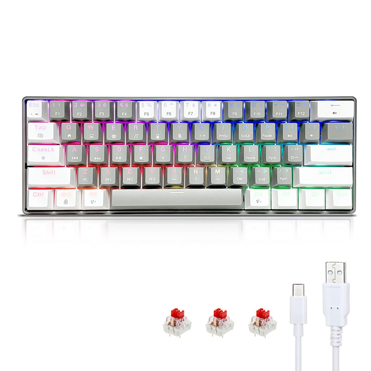 Партатыўная механічная гульнявая клавіятура 60% RGB
