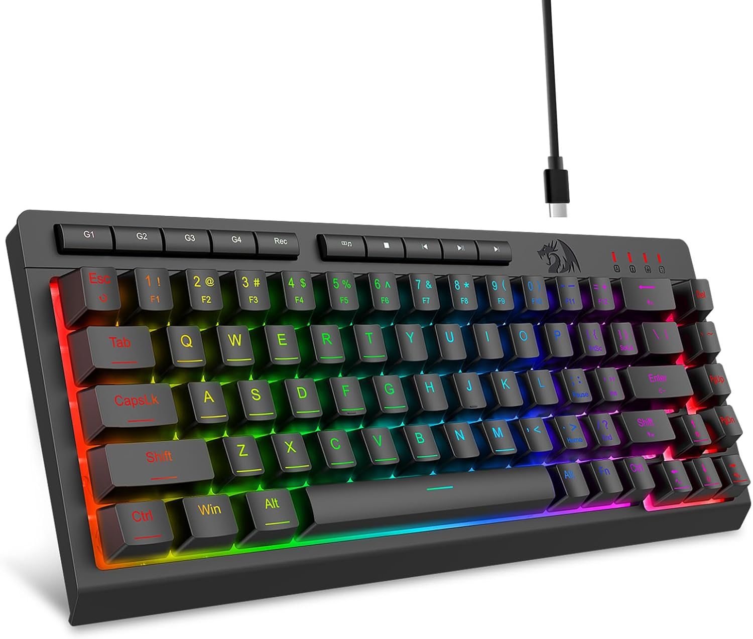 Чорная правадная гульнявая клавіятура K519 з RGB-падсветкай