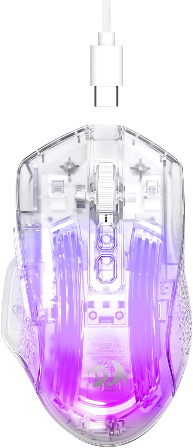 Белы M695CT 24000 кропак на дзюйм, 8 RGB, рэжым святлодыёднай падсветкі, правадная гульнявая мыш